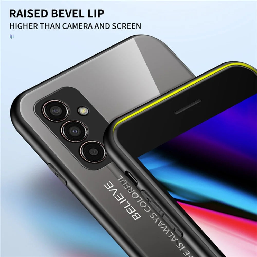 Phone Case for Samsung Galaxy M13 4G, Anti-Drop Gradient Color  Shell Tempered Glass + PC + TPU Phone Protector - Pink / Blue - 5