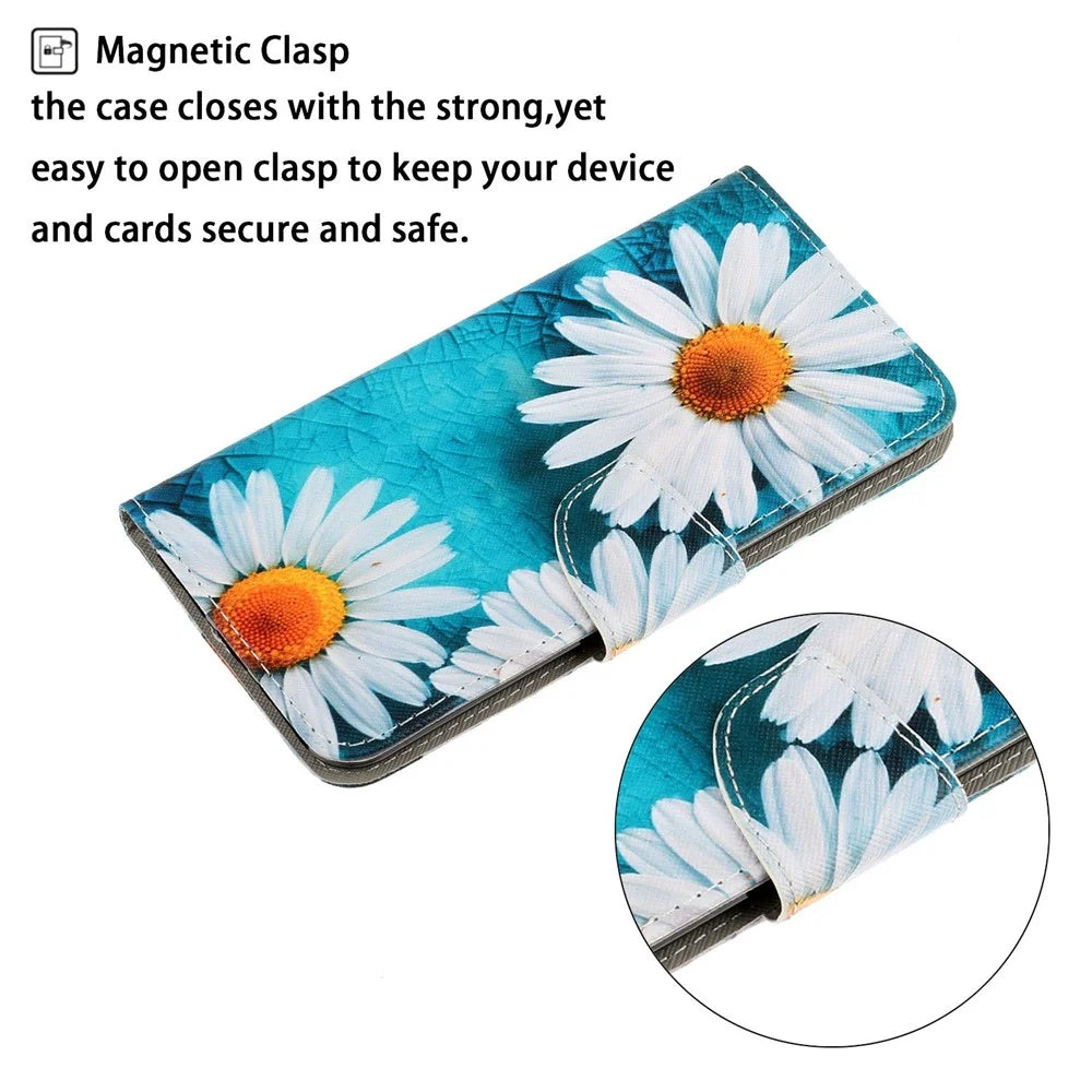 For iPhone 14 Plus Cross Texture PU Leather Case Pattern Printing Foldable Stand Phone Wallet Full Protection Case - Chrysanthemum - 4