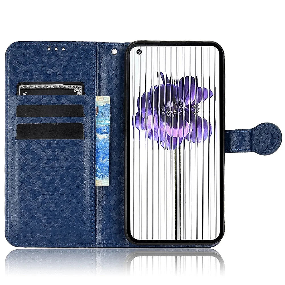 Dot Pattern Imprinted Phone Case for Nothing phone (1) 5G, Dustproof PU Leather Stand Wallet Cover - Sapphire - 2
