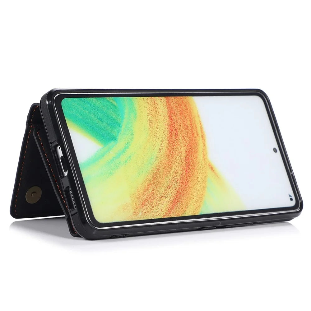 For Samsung Galaxy A52 4G / 5G / A52s 5G Wallet Kickstand Phone Case Leather Coated TPU Anti-drop Protective Shell - Black - 2