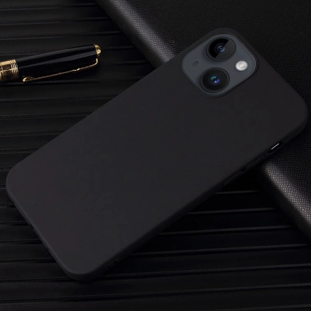 For iPhone 14 / 13 Matte Surface Flexible TPU Phone Cover Anti-Drop Back Case - Black - 2