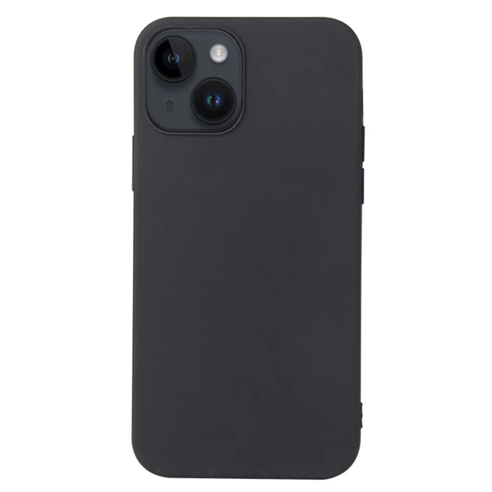 For iPhone 15 Plus / 14 Plus Matte Surface Soft TPU Phone Back Cover Anti-Drop Anti-Fingerprint Case - Black - 1