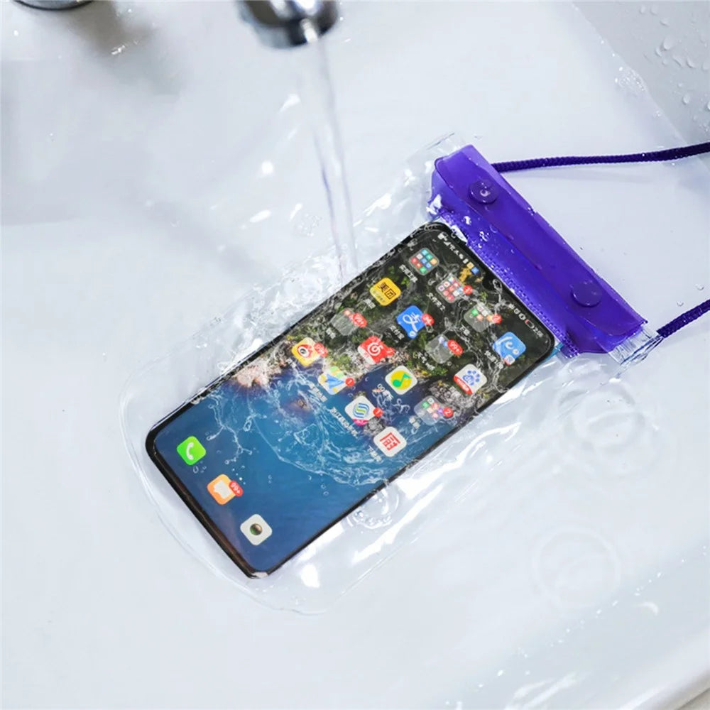 3-Layer Thicken Waterproof Bag for Under 7-inches Mobile Phone Beach Pool Dry Bag with Adjustable Lanyard - Green - 3