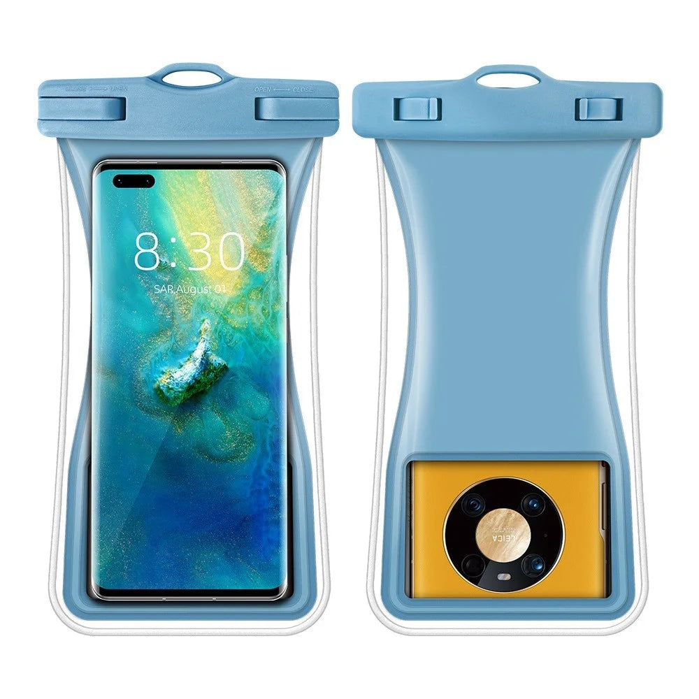 TPU Waterproof Bag for Under 7.2-inches Mobile Phone Beach Pool Phone Dry Bag with Floating Airbag - Grey Blue - 2