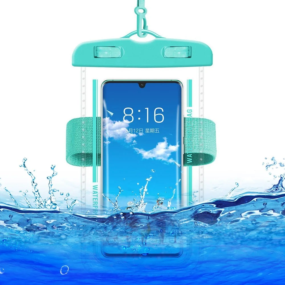 PVC Waterproof Phone Bag for Under 7.2-inches Mobile Phone Water Resistant Pouch with Strap for Swimming - Macaroon Blue - 1