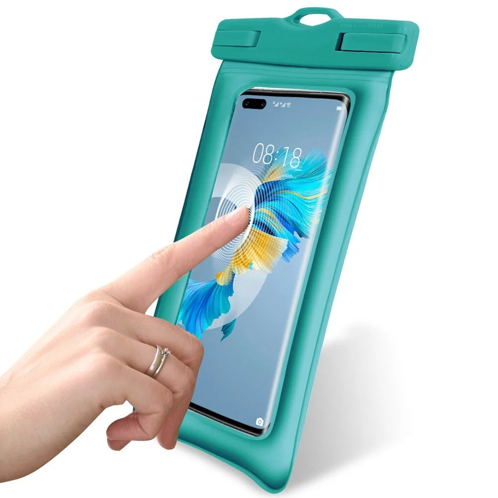 IPX8 30m Waterproof Universal Under 7.2 Inch TPU Cell Phone Bag Beach Pool Swimming Airbag Shockproof Phone Pouch with Strap - Blue - 4