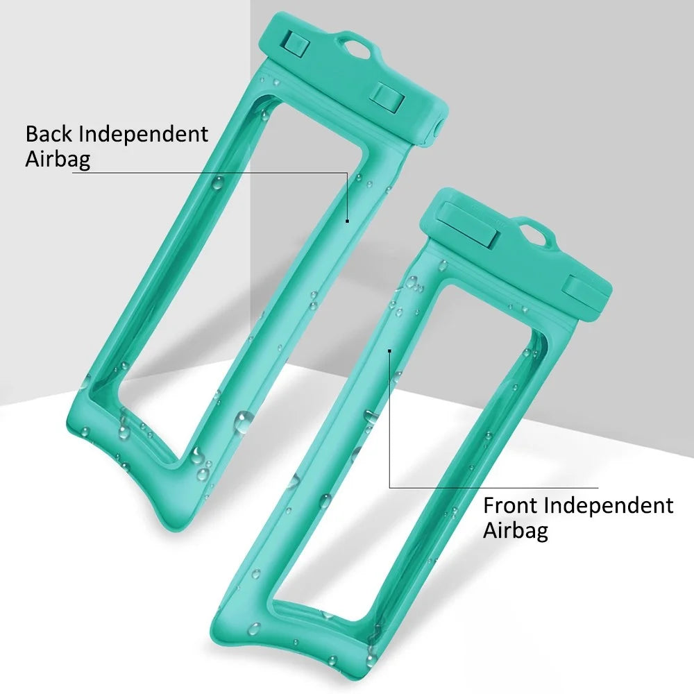 IPX8 30m Waterproof Universal Under 7.2 Inch TPU Cell Phone Bag Beach Pool Swimming Airbag Shockproof Phone Pouch with Strap - Blue - 6