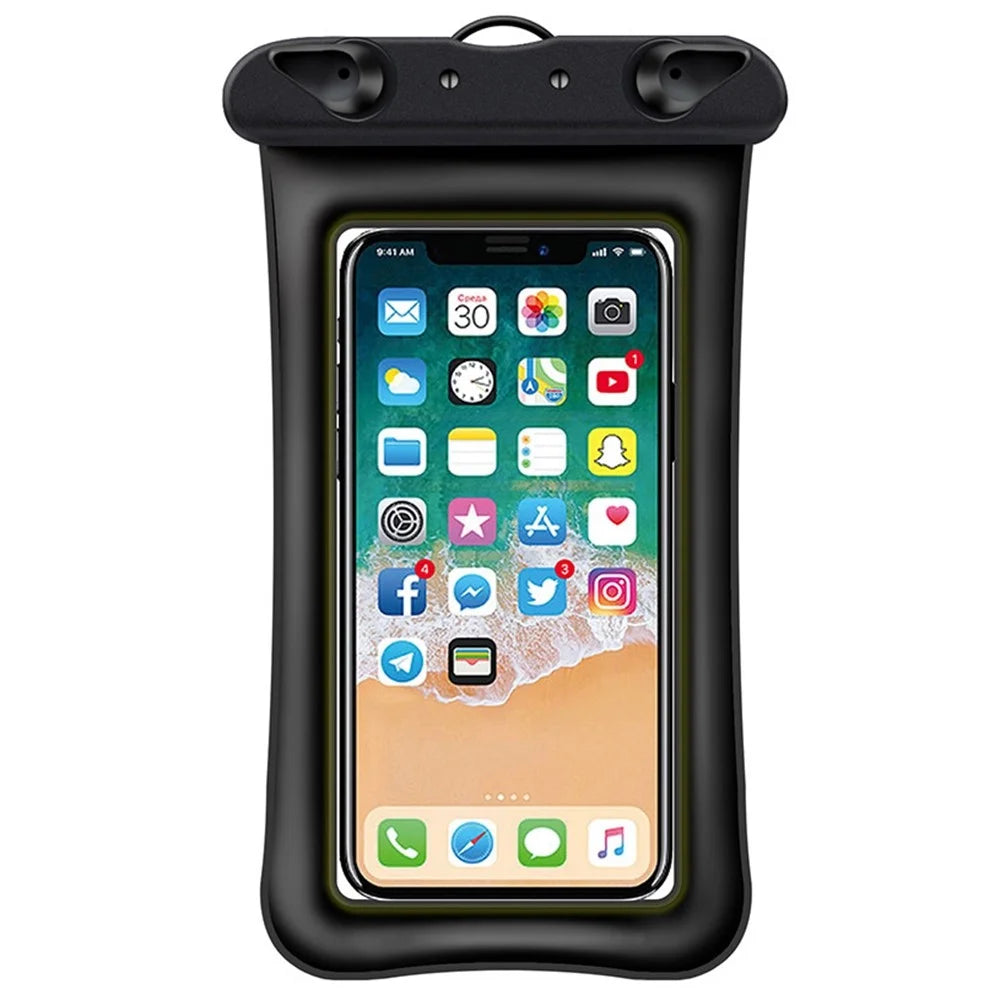 Floating Airbag Waterproof Bag for Under 7.2-inches Cell Phone Beach Pool Phone Dry Bag with Lanyard - Black - 2
