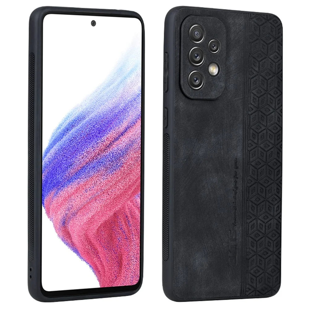 AZNS Phone Case For Samsung Galaxy A53 5G, Anti-fall PU Leather Coated TPU Well-protected Mobile Phone Cover - Black - 1
