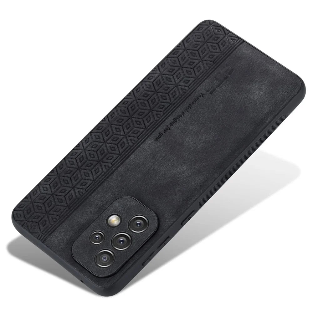 AZNS Phone Case For Samsung Galaxy A53 5G, Anti-fall PU Leather Coated TPU Well-protected Mobile Phone Cover - Black - 3