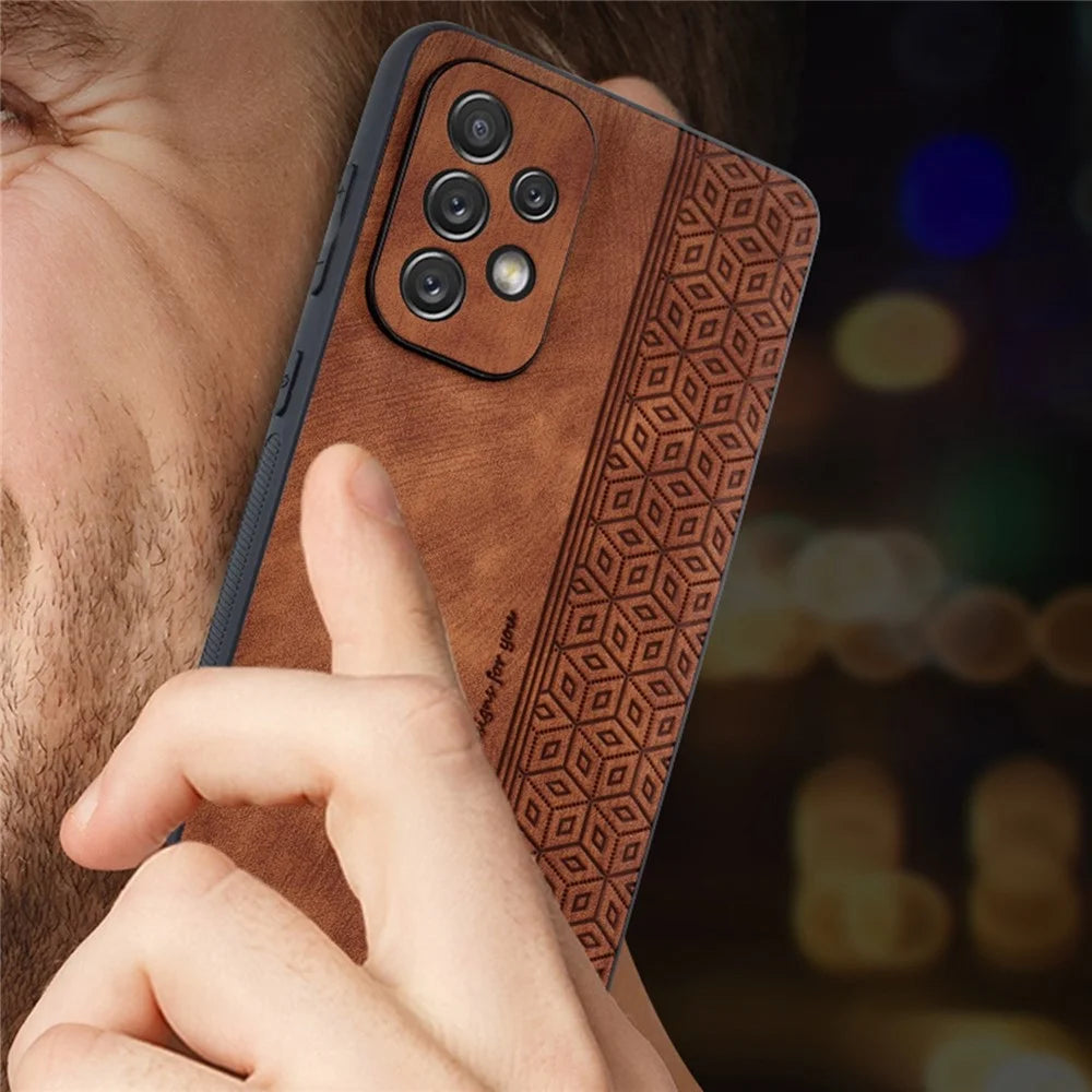 AZNS Phone Case For Samsung Galaxy A53 5G, Anti-fall PU Leather Coated TPU Well-protected Mobile Phone Cover - Black - 6