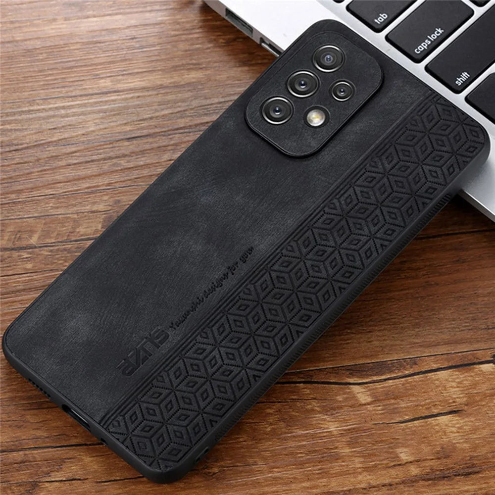 AZNS Anti-scratch Phone Case For Samsung Galaxy A73 5G, PU Leather Coated TPU Drop-proof Mobile Phone Cover - Black - 7