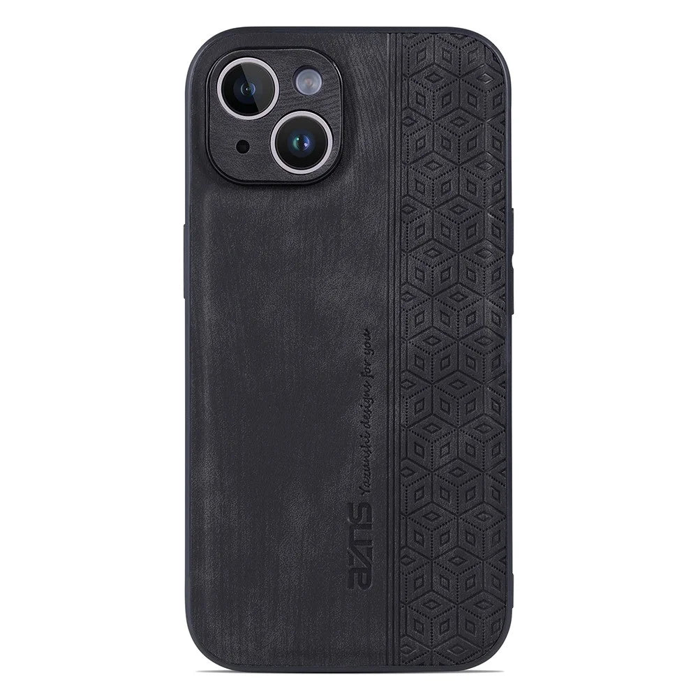 AZNS Protective Back Cover For iPhone 14 Plus, Scratch-resistant PU Leather Coated TPU Mobile Phone Case - Black - 2