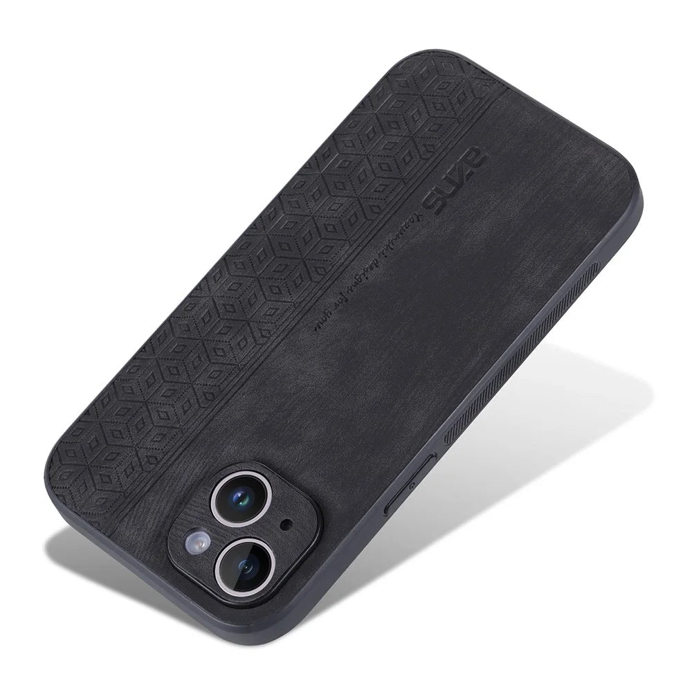 AZNS For iPhone 14 6.1 inch Ultra Slim Phone Case Scratch-resistant PU Leather Coated TPU Well-protected Mobile Phone Cover - Black - 3