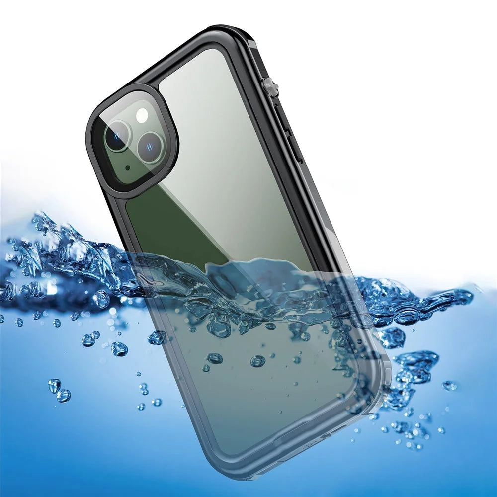 IP68 Waterproof Phone Case For iPhone 14 Plus Transparent Sensitive Touch PC+Neoprene Mobile Phone Cover - 1