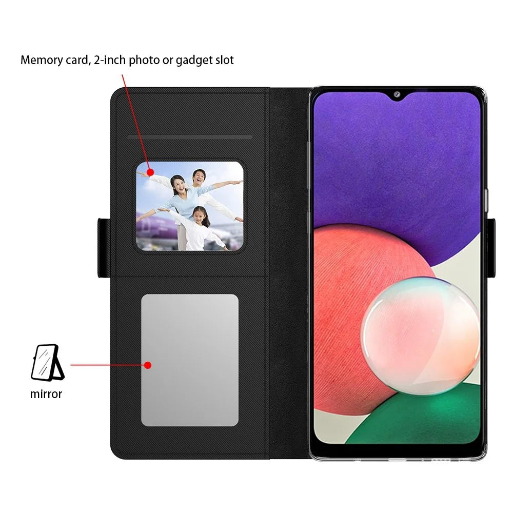 Drop-proof Phone Case For Samsung Galaxy S21 FE 5G, Full Protection Makeup Mirror Magnetic Closure PU Leather +TPU Protective Cover Shell Stand with Card Slots - Black - 3