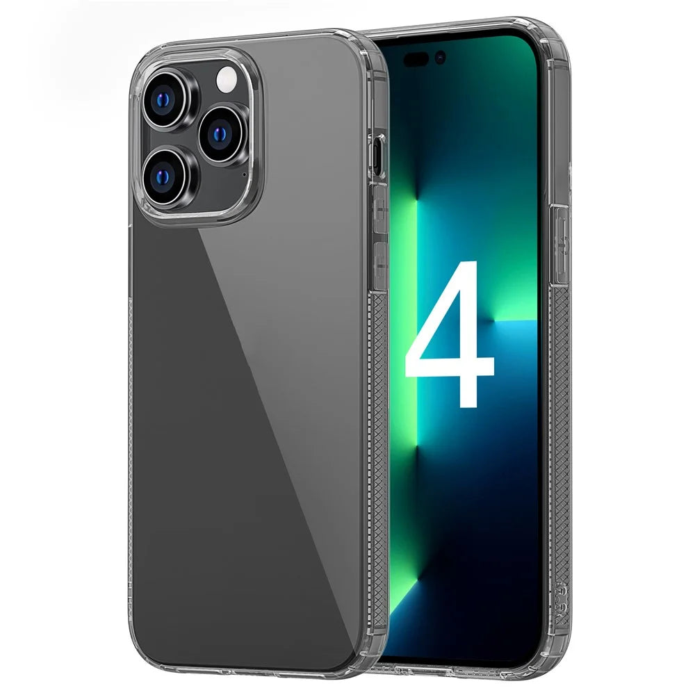 For iPhone 14 6.1 inch Anti-dust Soft TPU Back Cover Anti-scratch Phone Case with Airbag Protection - Transparent Black - 1