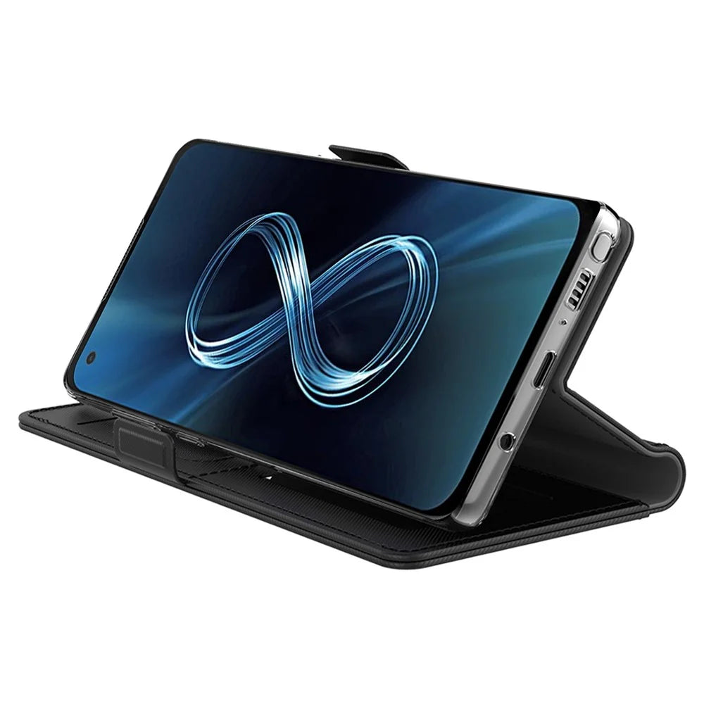 For Asus ROG Phone 5 Mirror Function Magnetic Closure PU Leather Phone Case Folio Flip Stand Card Holder Cover - Black - 2