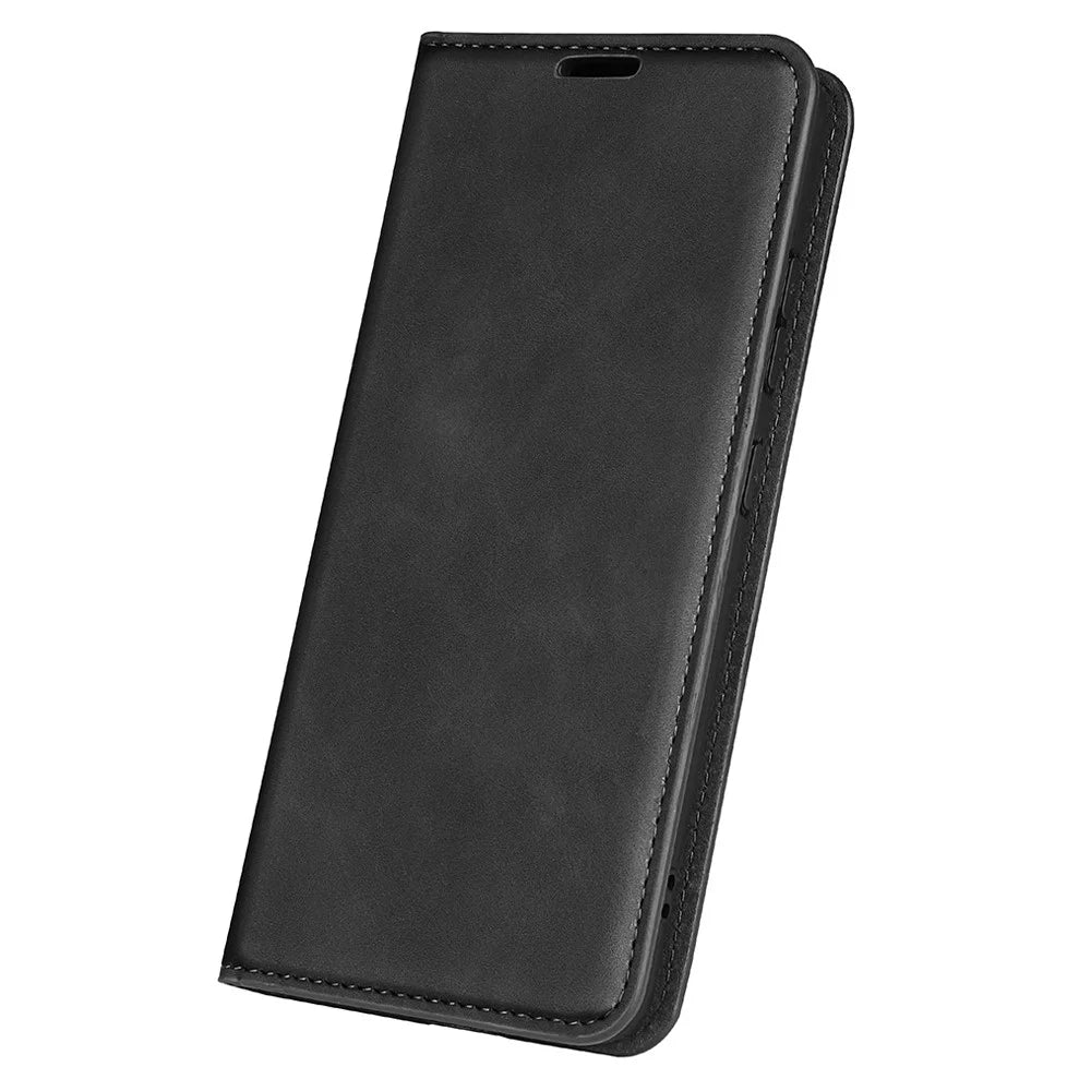 For OnePlus Ace Pro 5G / 10T 5G Skin-touch Feeling PU Leather Case Magnetic Auto-absorbed Stand Wallet Folio Flip Phone Cover - Black - 6