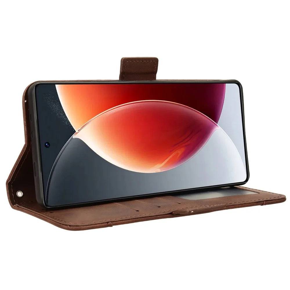 For TECNO Camon 30 Pro 5G CL8 Case Multiple Card Slots Leather Wallet Phone Cover - Brown - 3