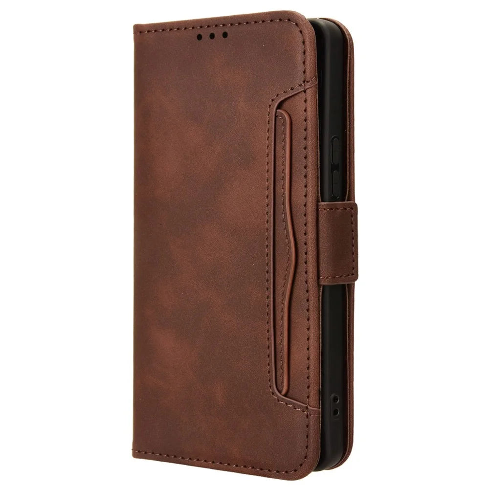 For TECNO Camon 30 Pro 5G CL8 Case Multiple Card Slots Leather Wallet Phone Cover - Brown - 7