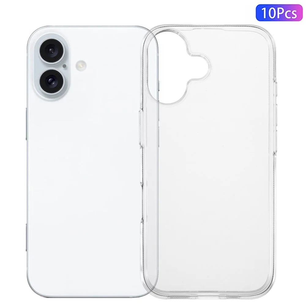 10Pcs / Set For iPhone 16 Plus Case Clear TPU Watermark-Free Shockproof Phone Cover - 1