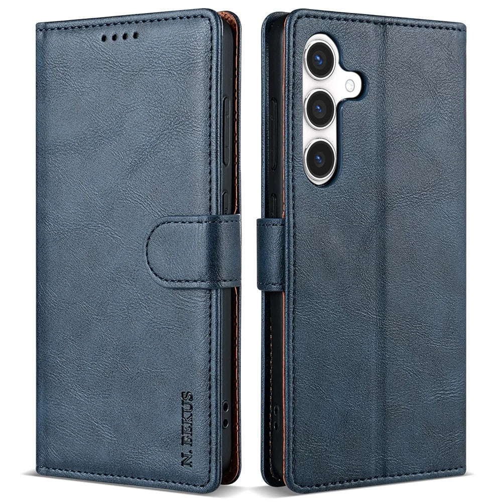 N.BEKUS CSJ-001 For Samsung Galaxy A15 4G / A15 5G Phone Cases   Solid Color Leather Wallet Cover - Blue - 1