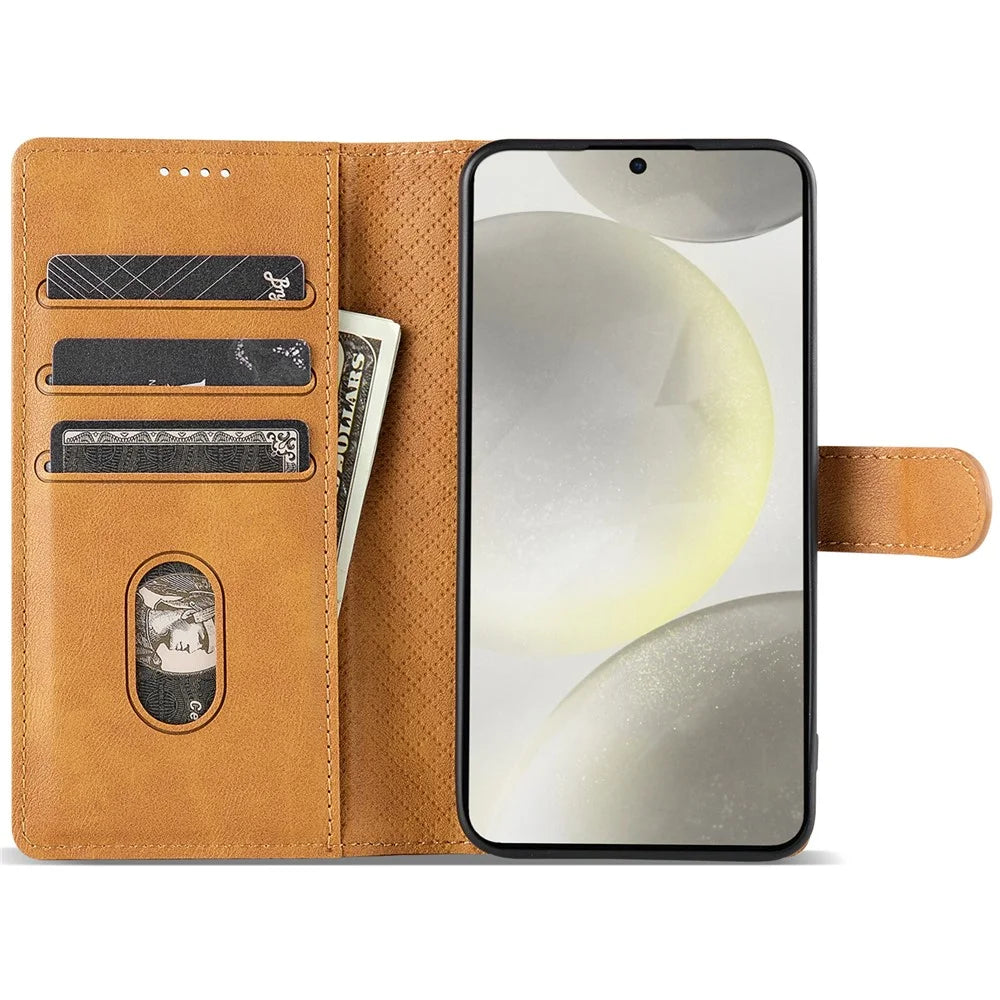 N.BEKUS CSJ-001 For Samsung Galaxy S24+ Case PU Leather Card Holder Stand Phone Cover - Brown - 2