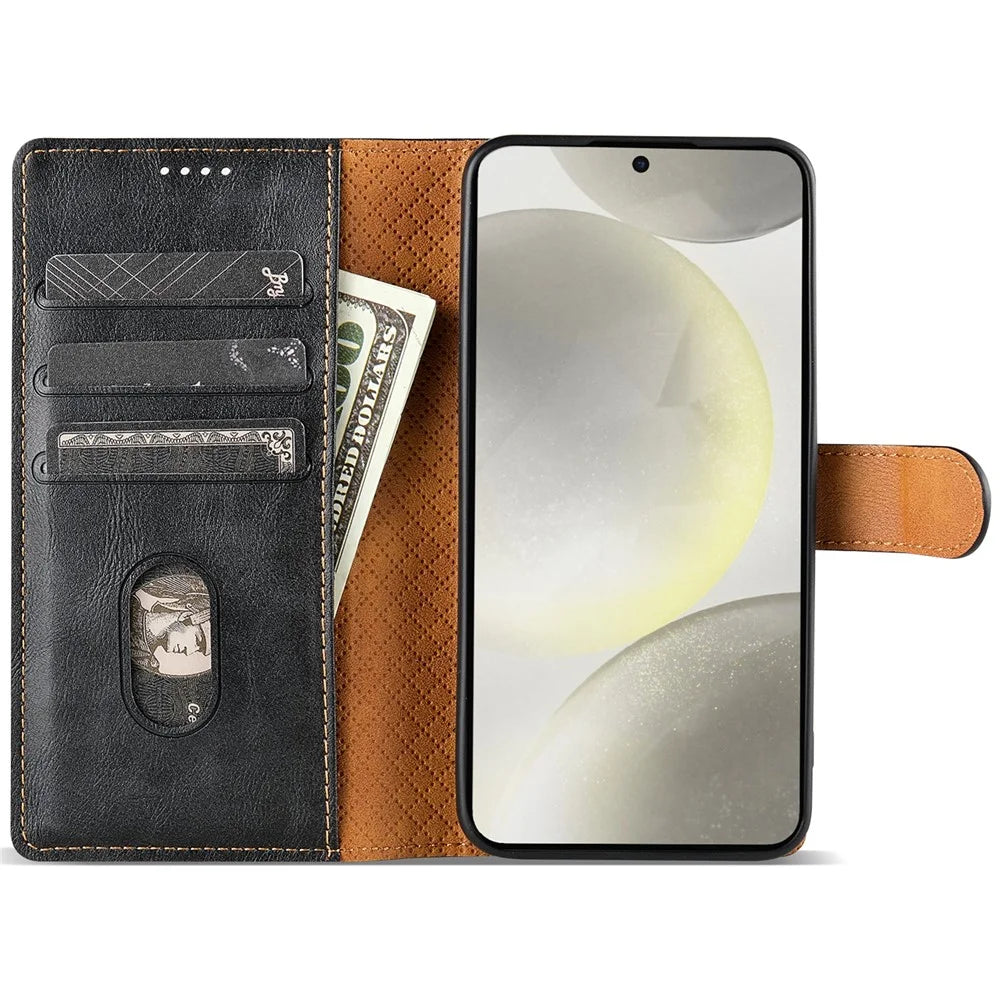 N.BEKUS CSJ-001 For Samsung Galaxy A35 5G Case Scratch-Proof Leather Wallet Phone Cover - Black - 2