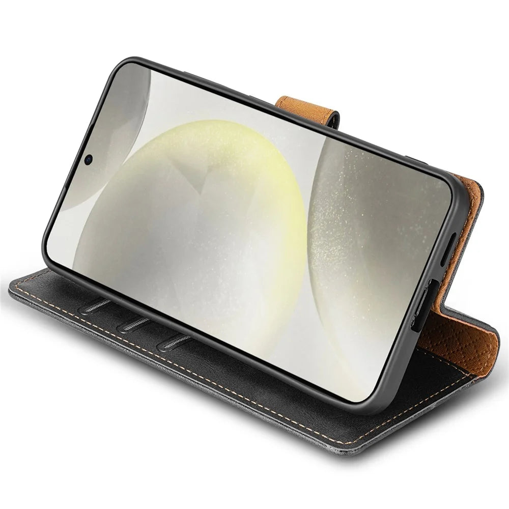 N.BEKUS CSJ-001 For Samsung Galaxy A35 5G Case Scratch-Proof Leather Wallet Phone Cover - Black - 4