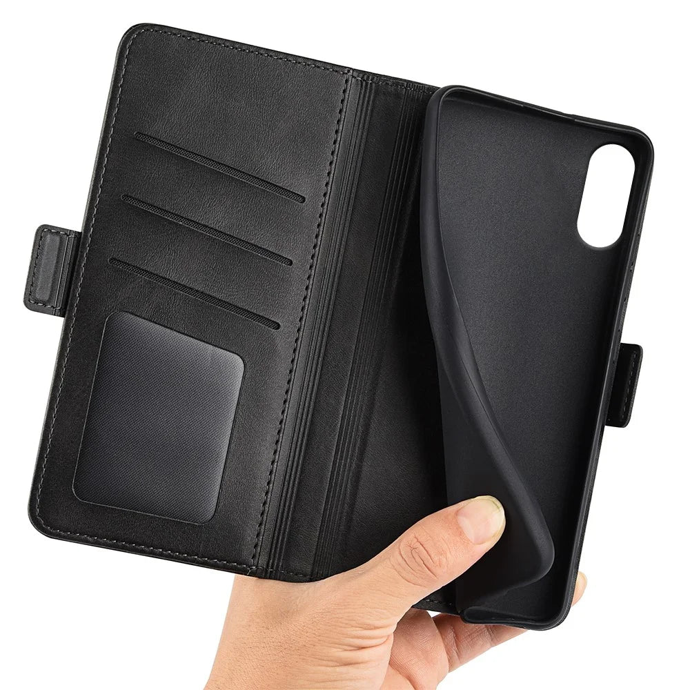 For Sony Xperia 10 VI Mobile Phone Case   Leather Wallet Flip Cover - Black - 5