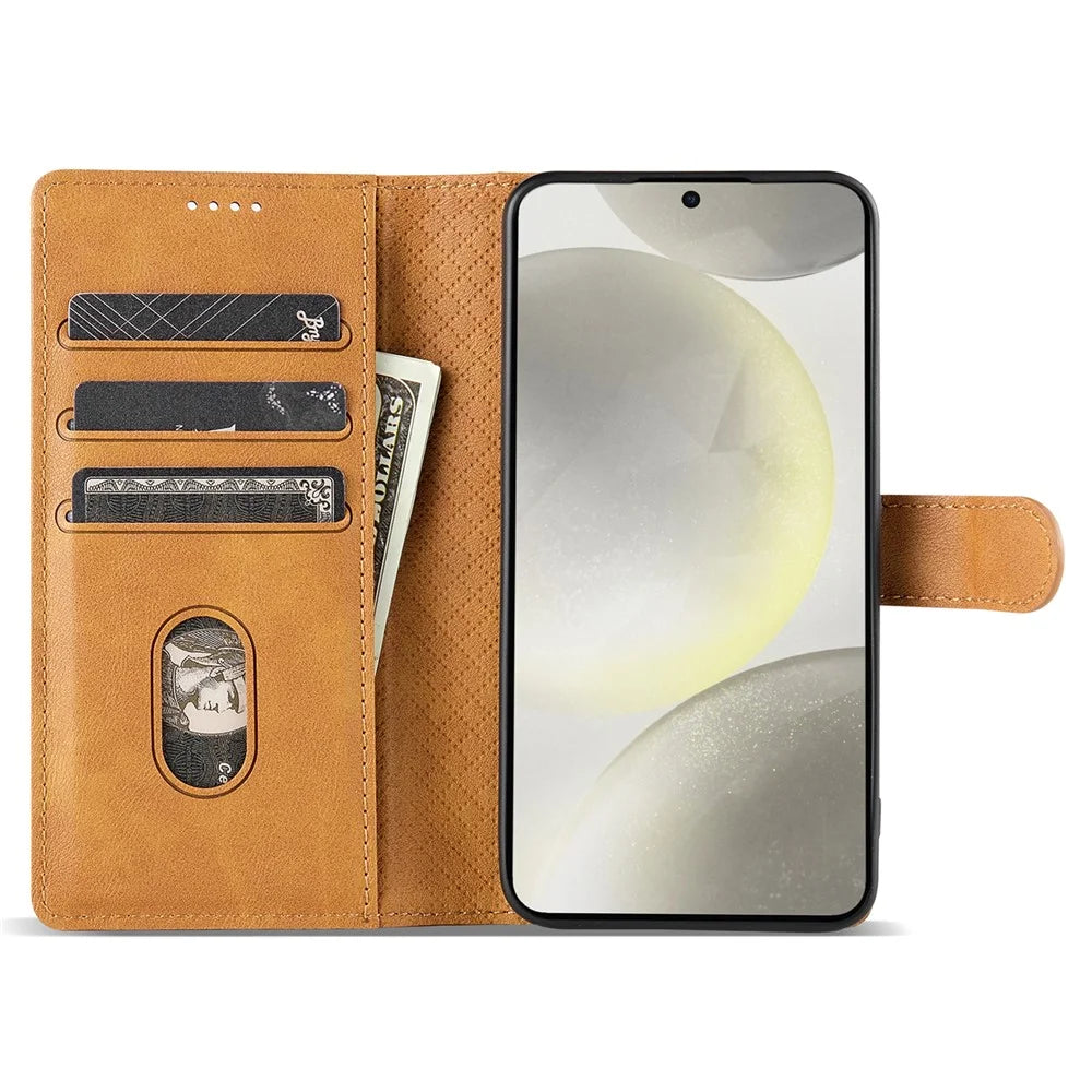 N.BEKUS CSJ-001 For Samsung Galaxy S23 FE Case Card Slots Wallet Leather Phone Cases - Brown - 2