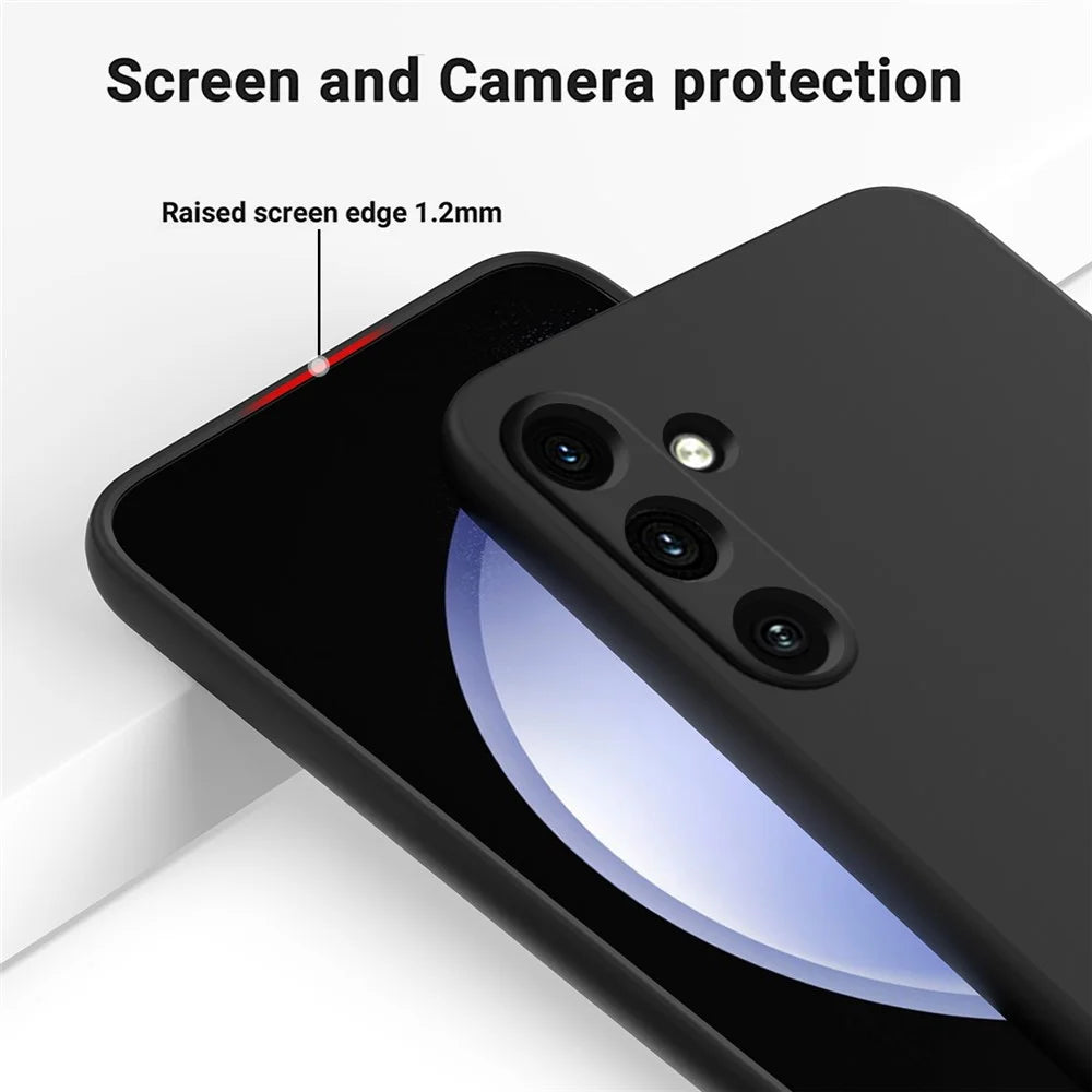 For Samsung Galaxy M55 5G / F55 5G / C55 5G Case Liquid Silicone Anti-Scratch Phone Cover with Strap - Black - 6