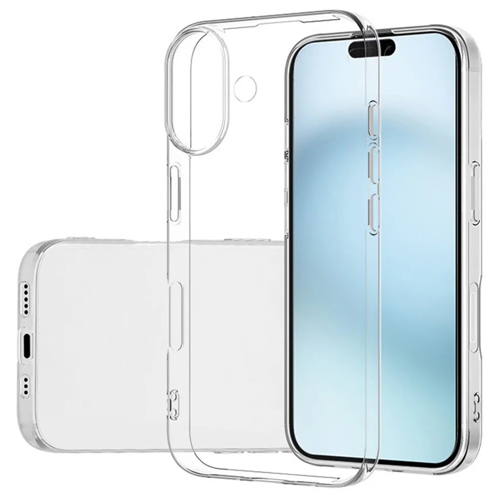 For iPhone 16 Plus Cell Phone Case Ultra-Thin Clear TPU Cover with Big Lens Hole - 1
