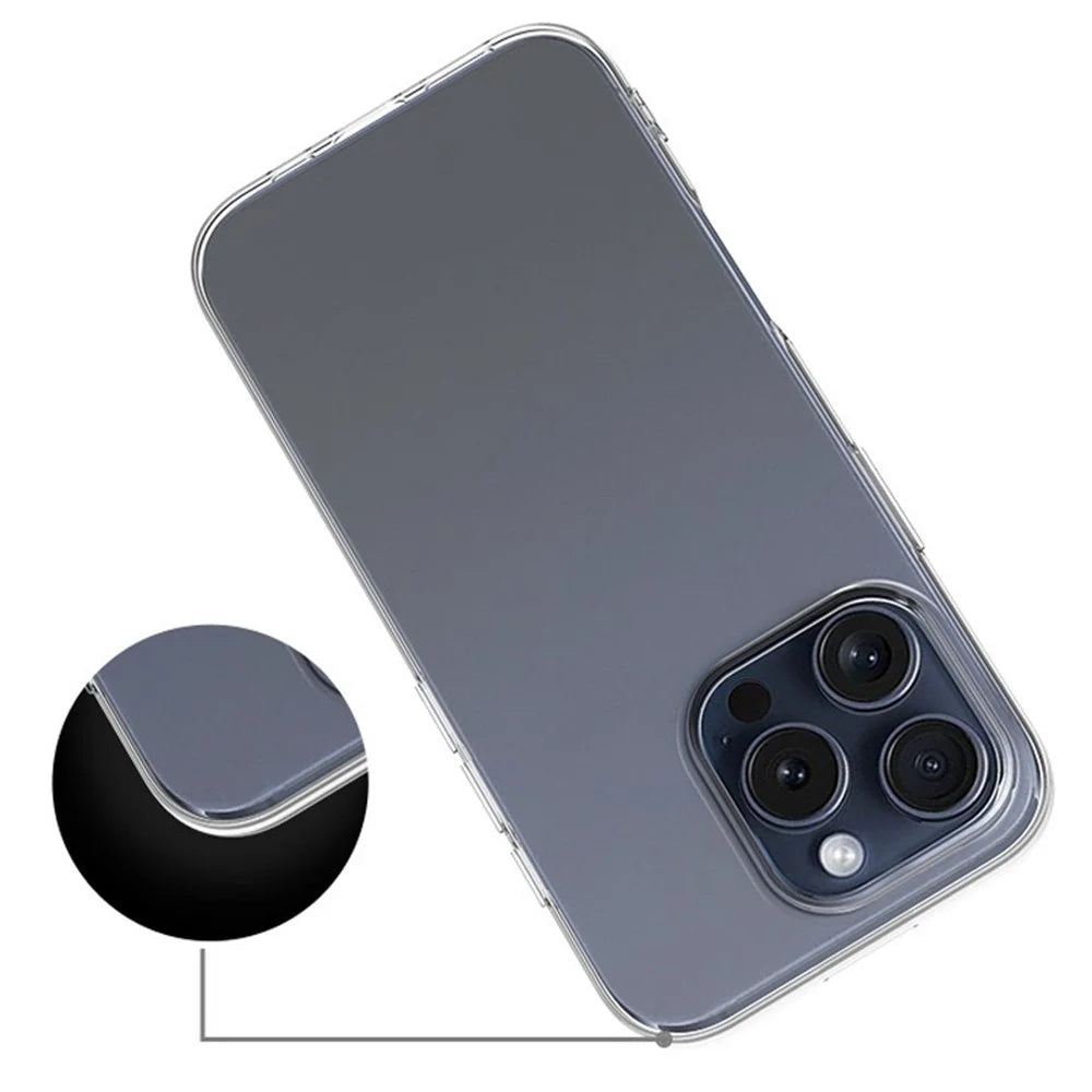 For iPhone 16 Pro Max Cell Phone Case Ultra-Thin Clear TPU Cover with Big Lens Hole - 2