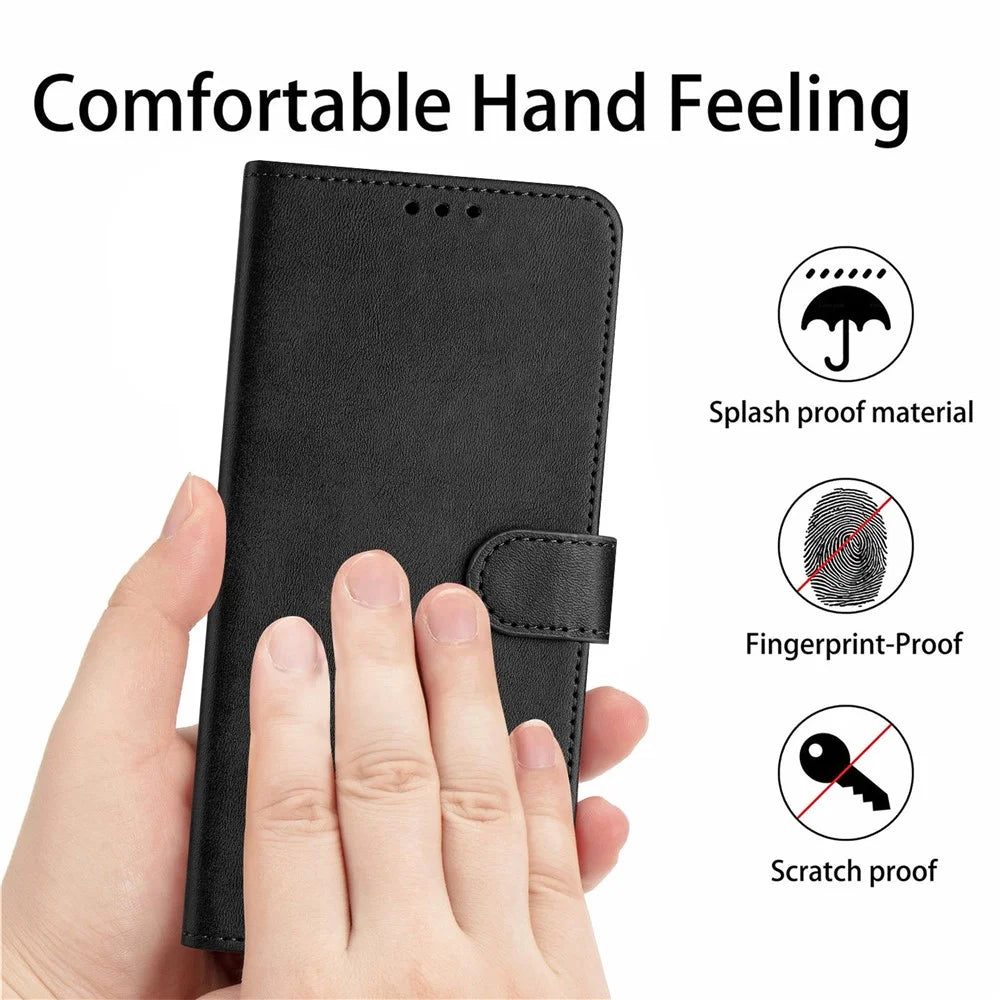 For Samsung Galaxy M55 5G / C55 5G / F55 5G Leather Wallet Stand Case Scratch-Proof Phone Cover - Black - 5