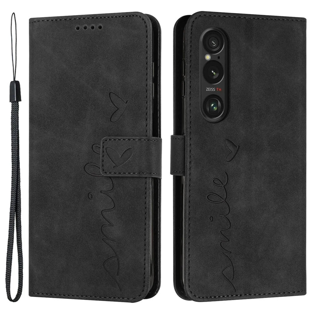 For Sony Xperia 1 VI Phone Case Magnetic Clasp PU Leather Phone Shell with Stand - Black - 1