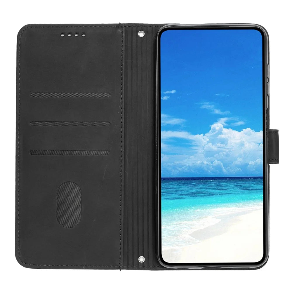 For Sony Xperia 10 VI Phone Case Love Heart Imprinted Skin-Touch PU Leather Shell - Black - 2