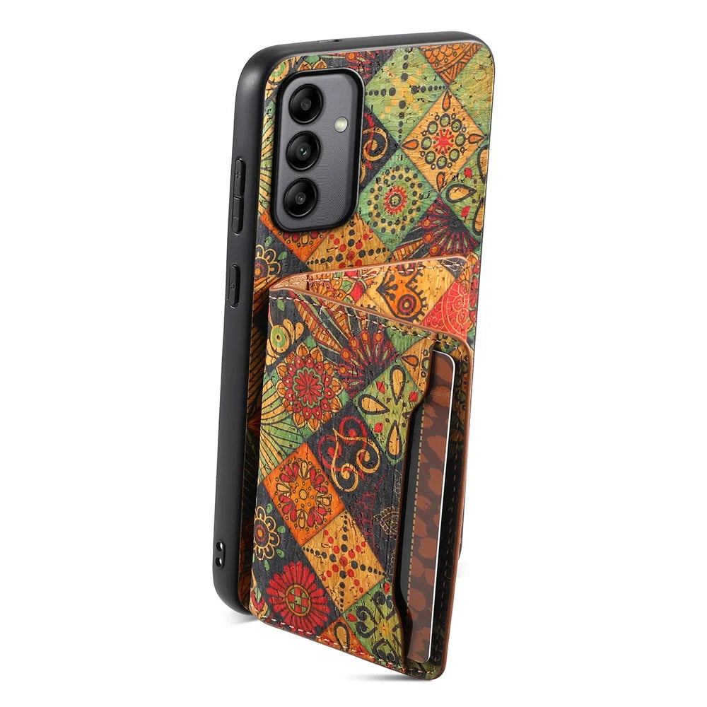 For Samsung Galaxy A05s 4G Case Colorful Florals Leather Back Cover with Card Holder Kickstand - Autumn / Yellow - 4