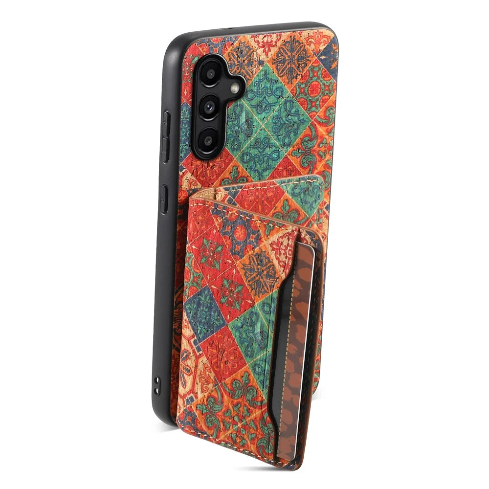 For Samsung Galaxy A15 5G Case Floral Pattern Card Slot Kickstand PU+TPU+PC Phone Shell - Winter / Blue - 4