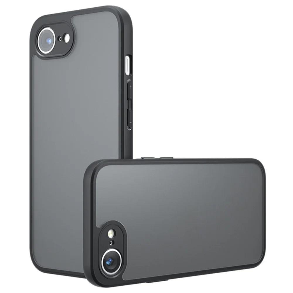 For iPhone 17e / 16e Case Skin-Touch TPU + PC Matte Phone Back Cover, Transparent Black - 1
