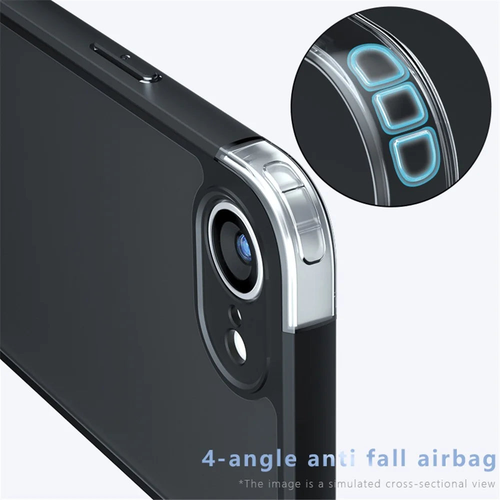 For iPhone 17e / 16e Case Skin-Touch TPU + PC Matte Phone Back Cover, Transparent Black - 3