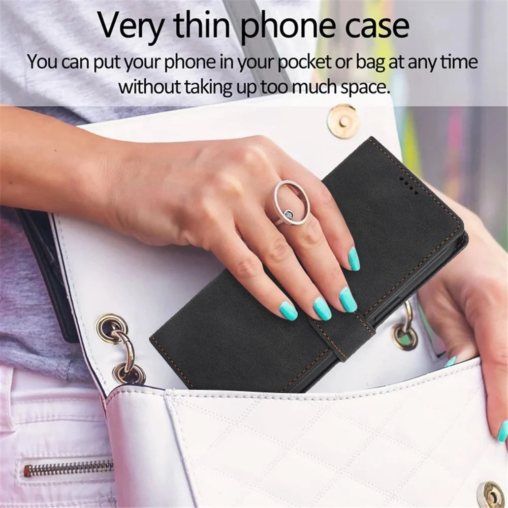 For iPhone 16 Pro Case PU Leather Card Slots Wallet Flip Phone Cover -  Black - 6