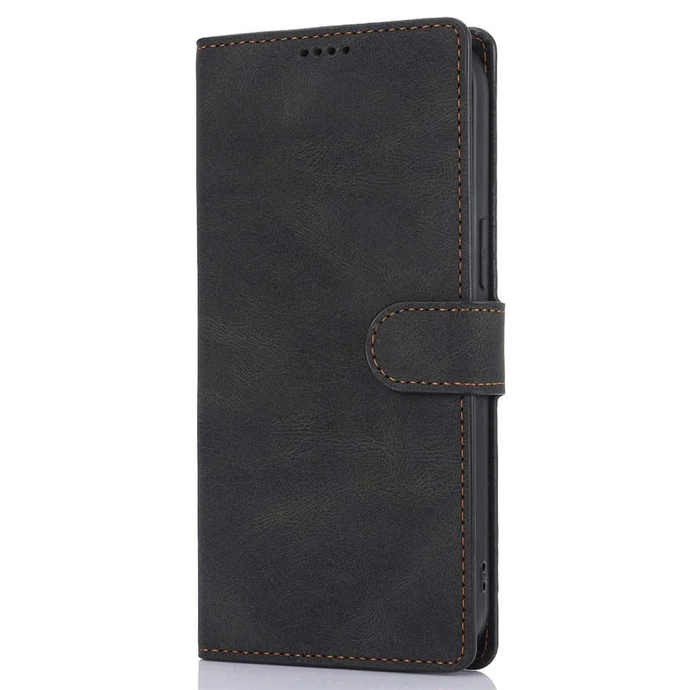 For iPhone 16 Pro Case PU Leather Card Slots Wallet Flip Phone Cover -  Black - 7