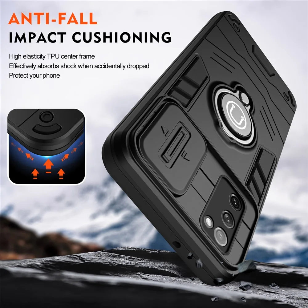 For Samsung Galaxy S20 FE 5G / S20 FE / S20 FE 2022 / S20 Lite Case Slide Lens Guard Phone Kickstand Cover - Black - 4