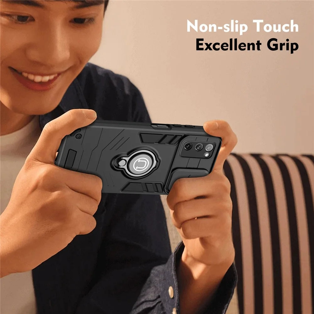 For Samsung Galaxy S20 FE 5G / S20 FE / S20 FE 2022 / S20 Lite Case Slide Lens Guard Phone Kickstand Cover - Black - 7