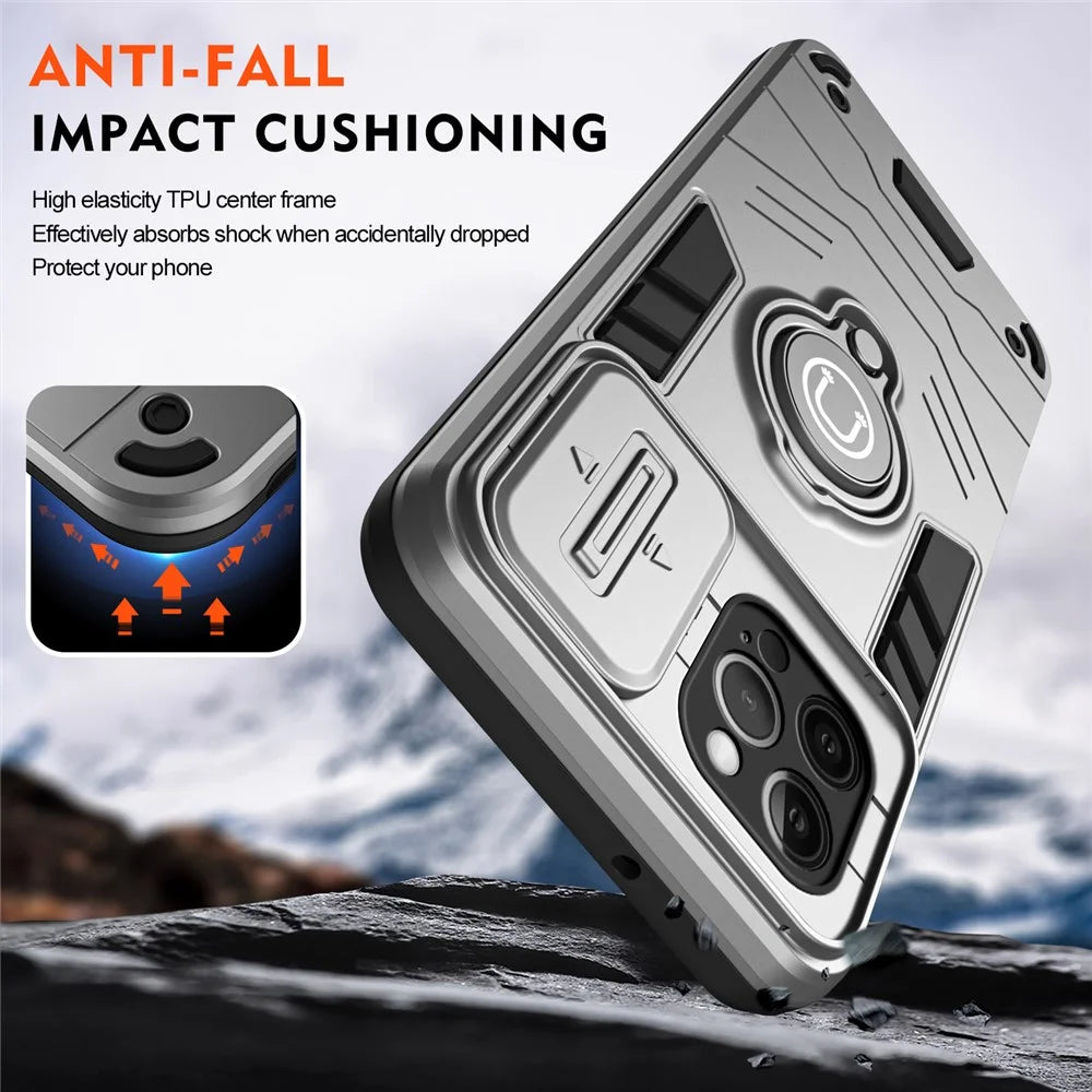 For iPhone 12 Pro Case Camera Protection PC + TPU Phone Cover with Finger Ring Holder - Grey - 4