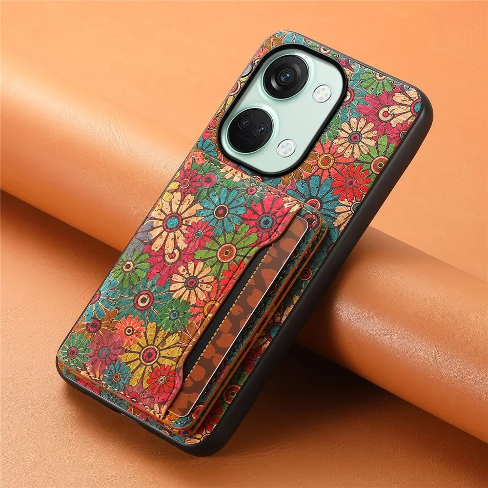 For OnePlus Ace 2V / Nord 3 5G Case Floral Pattern Card Slot Kickstand Hybrid Phone Cases - Spring / Green - 6