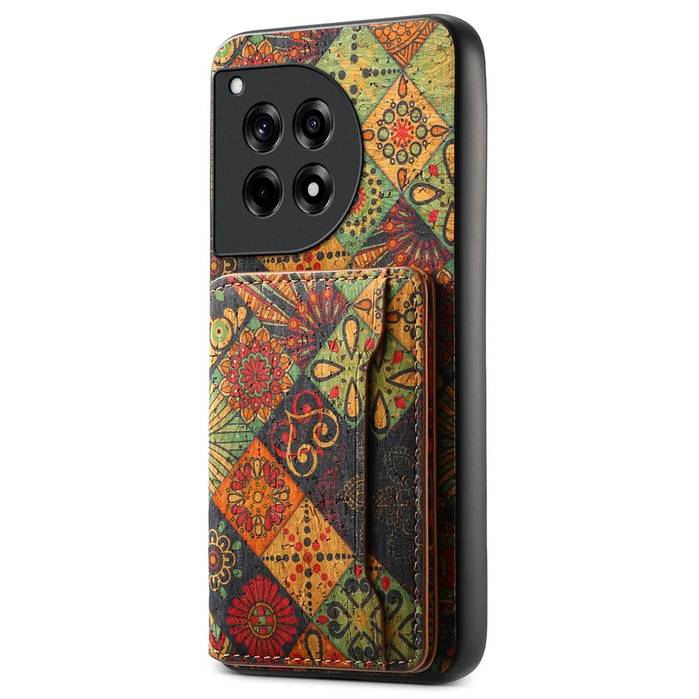 For OnePlus Ace 3 5G / 12R 5G Case Floral Pattern Hybrid Phone Shell with Card Slot Kickstand - Autumn / Yellow - 1