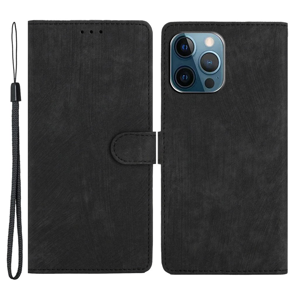 For iPhone 16 Pro Max Case Card Holder Shockproof PU Leather Phone Cover - Black - 1